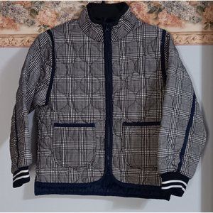 Free Assembly Large 10/12 Plaid Black Quilted Pocket Outdoor Zip Jacket